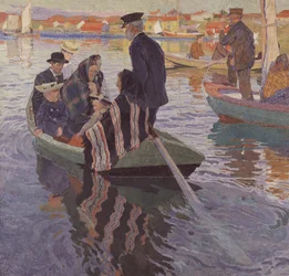 Les fidèles dans un bateau